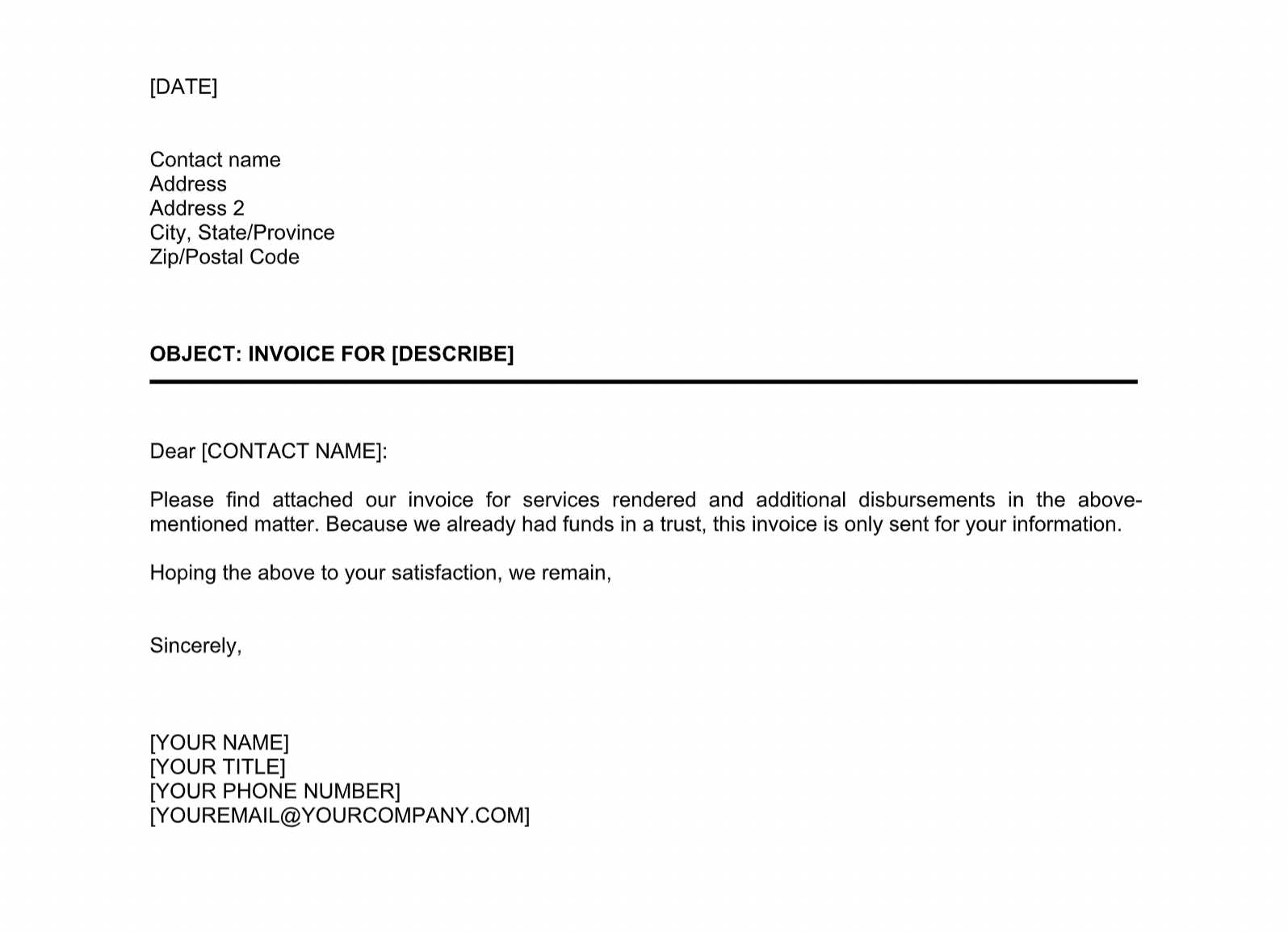 template invoice email