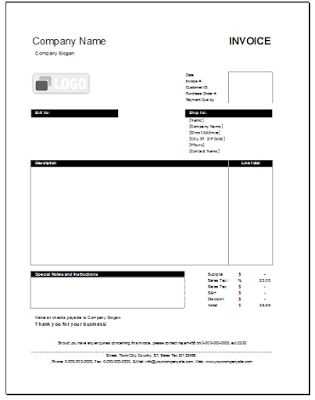 invoice template download free excel