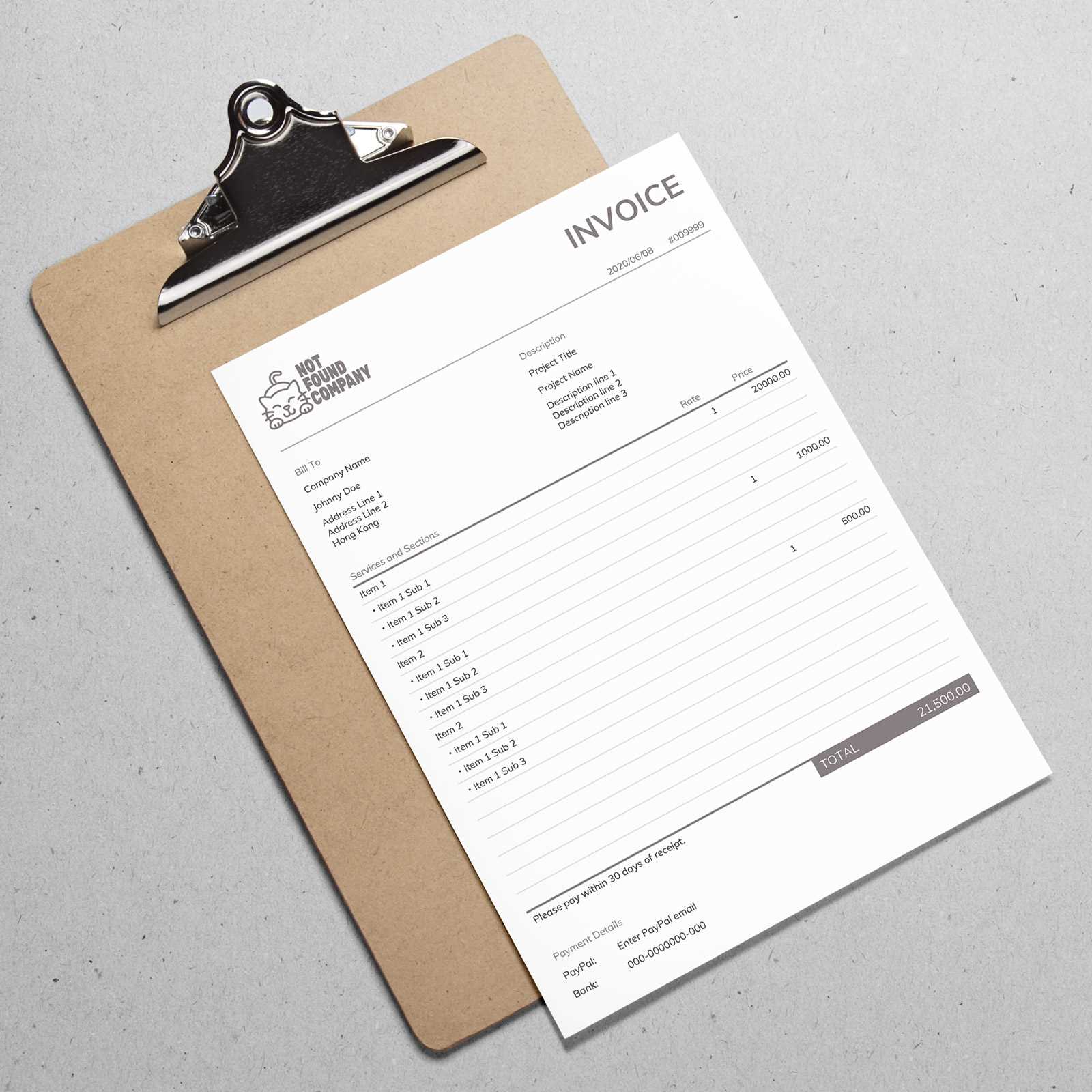 digital marketing services invoice template