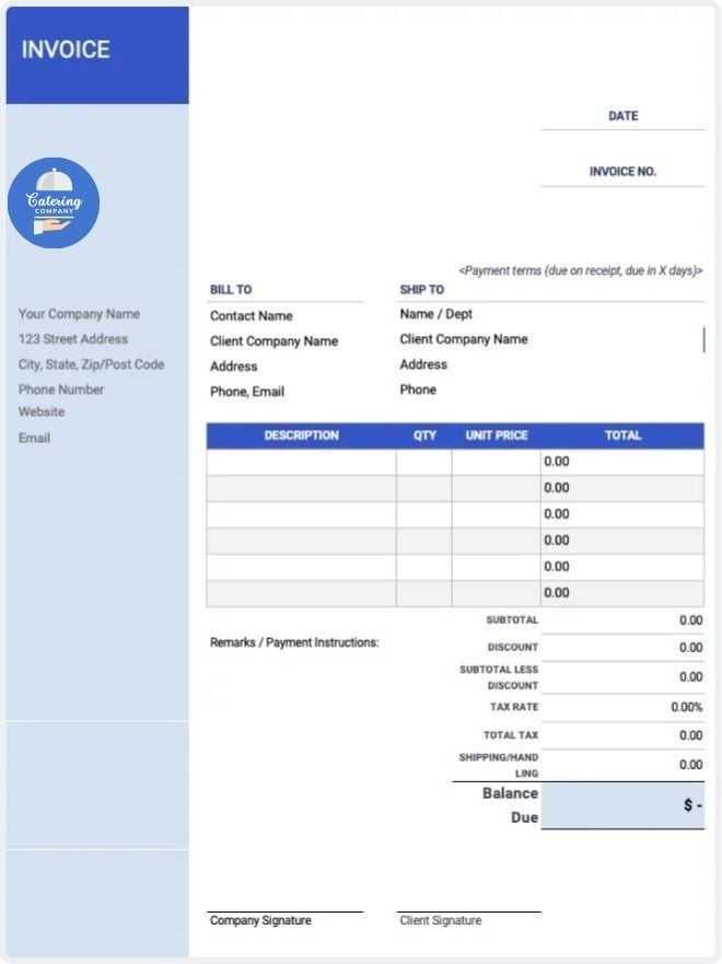 free catering invoice template word