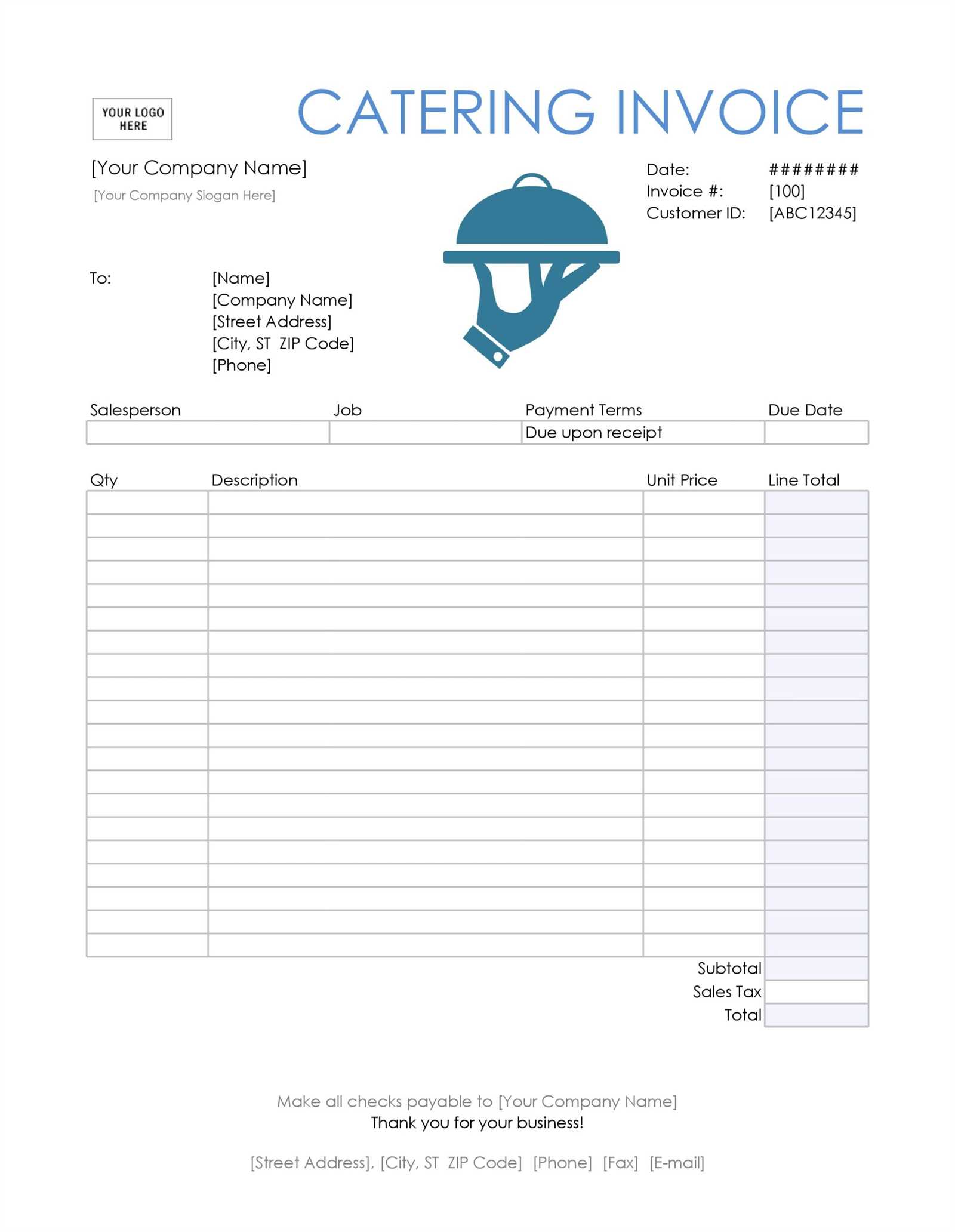 free catering invoice template word