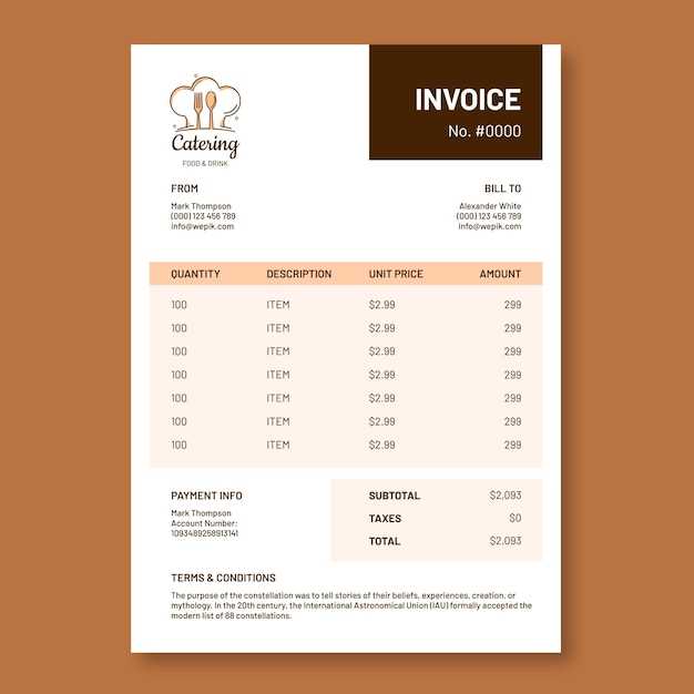 free catering invoice template word