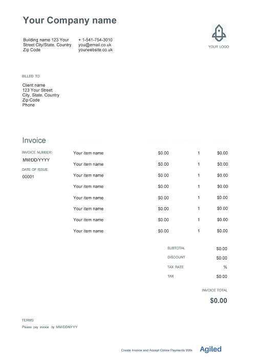 invoice template for apartment rental