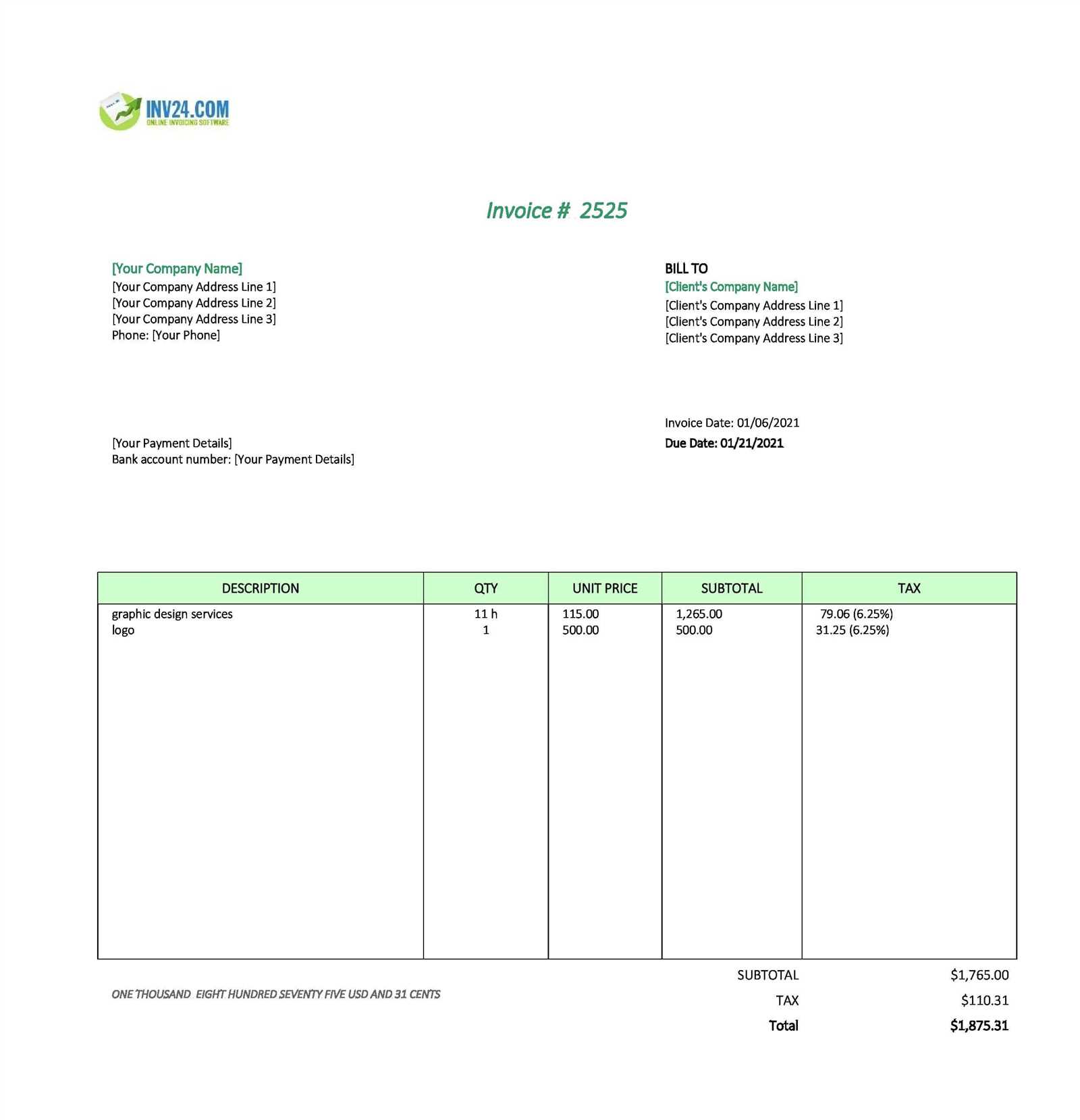 invoice template graphic design