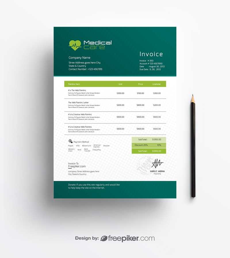 free medical invoice template