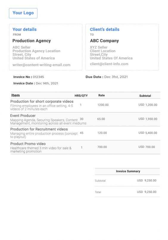 event invoice template