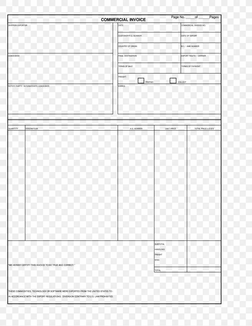 free commercial invoice template