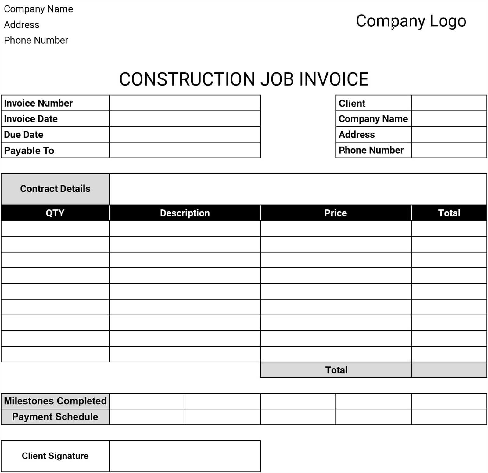 free contractor invoice template pdf