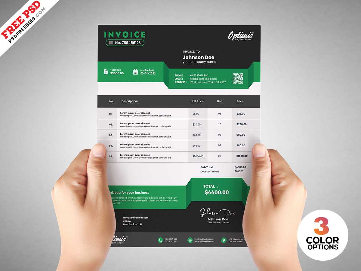 free invoice psd template