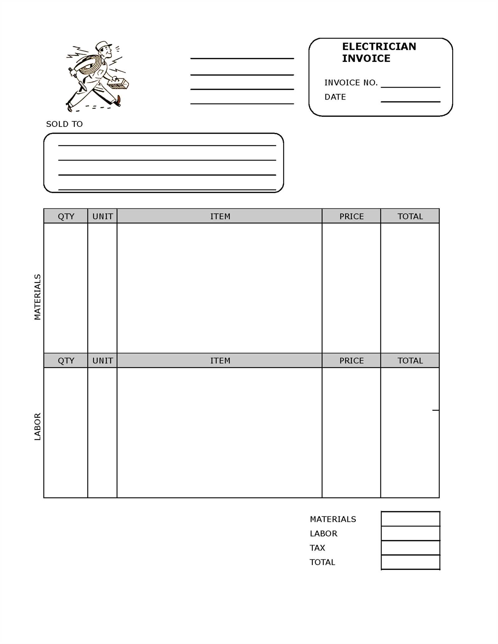 free electrical invoice templates download