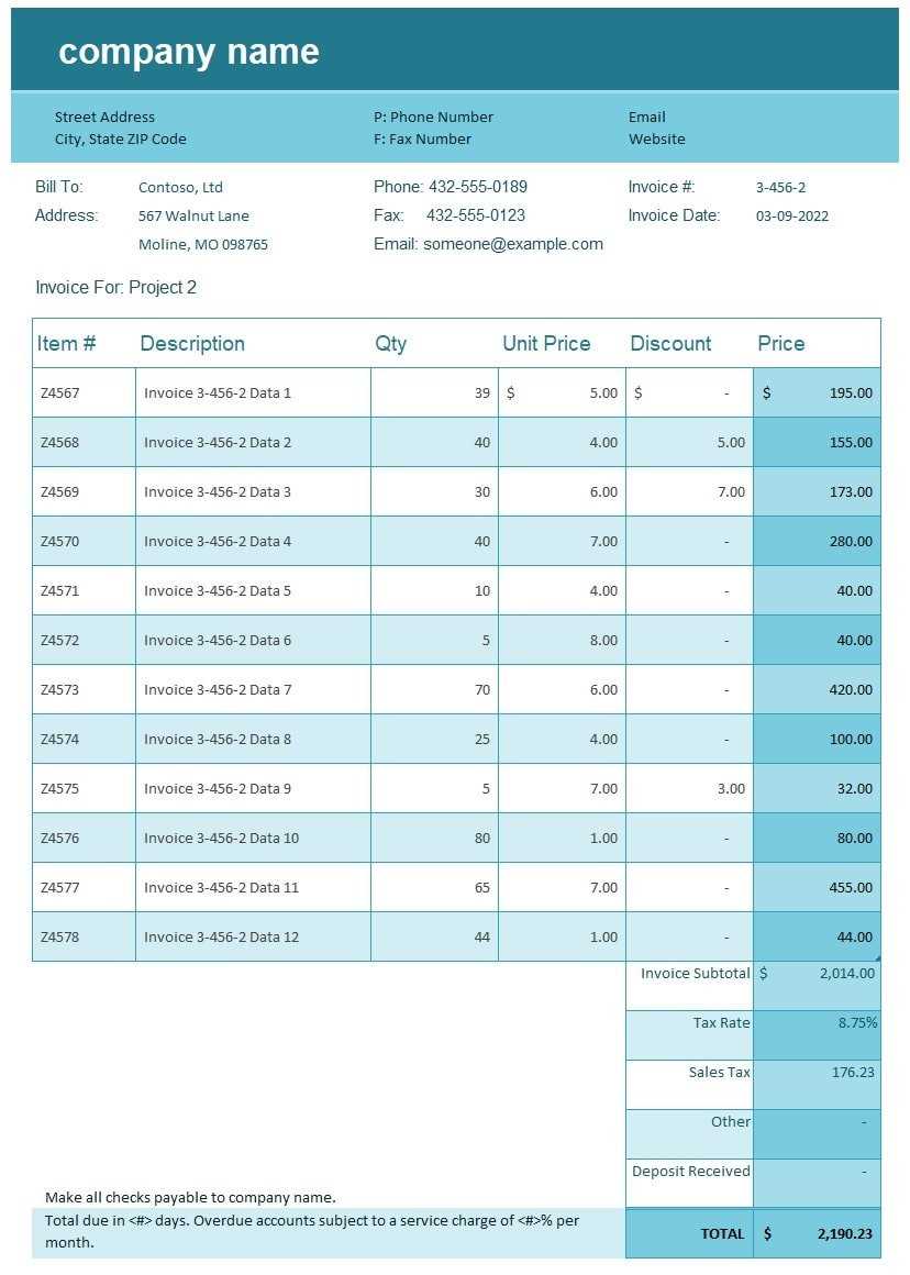 excel template for invoice tracking