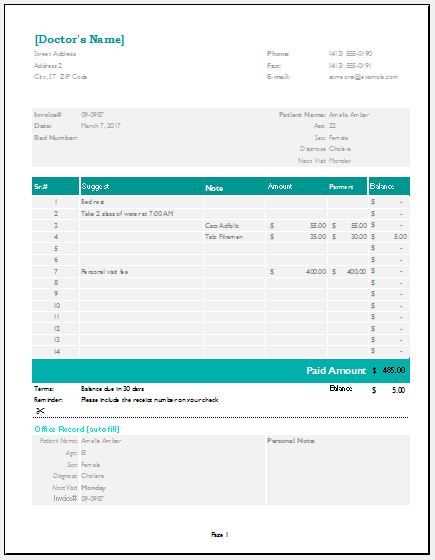 doctors invoice template