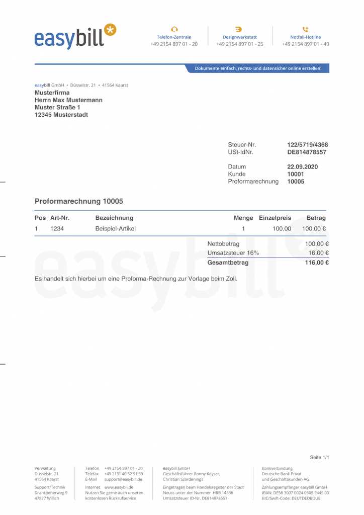 proforma invoice templates