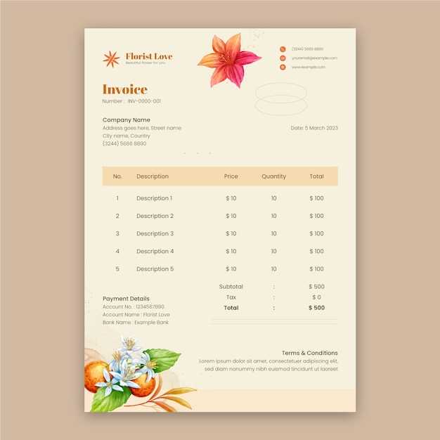 florist invoice template free