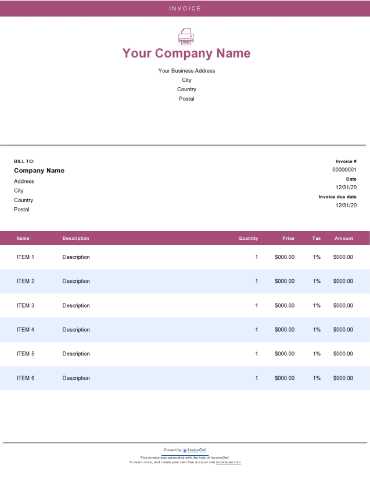 free printable invoice template