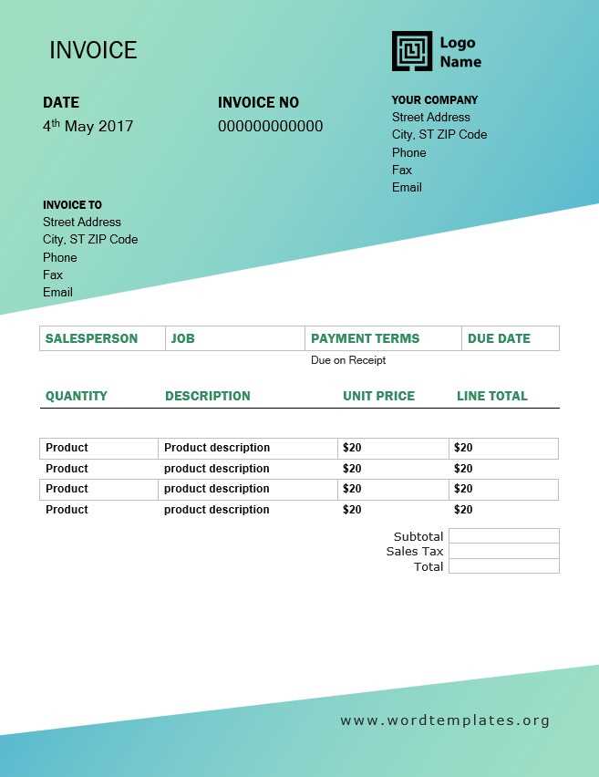 free invoice layout template