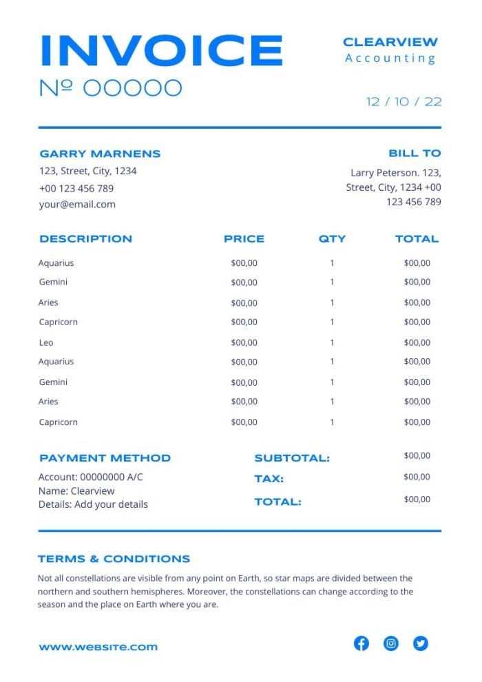free invoice template for accounting services