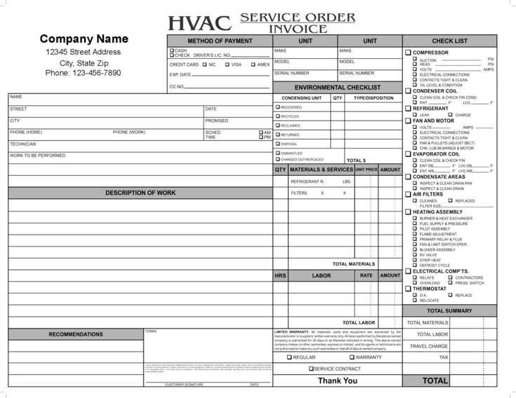 microsoft word hvac invoice template