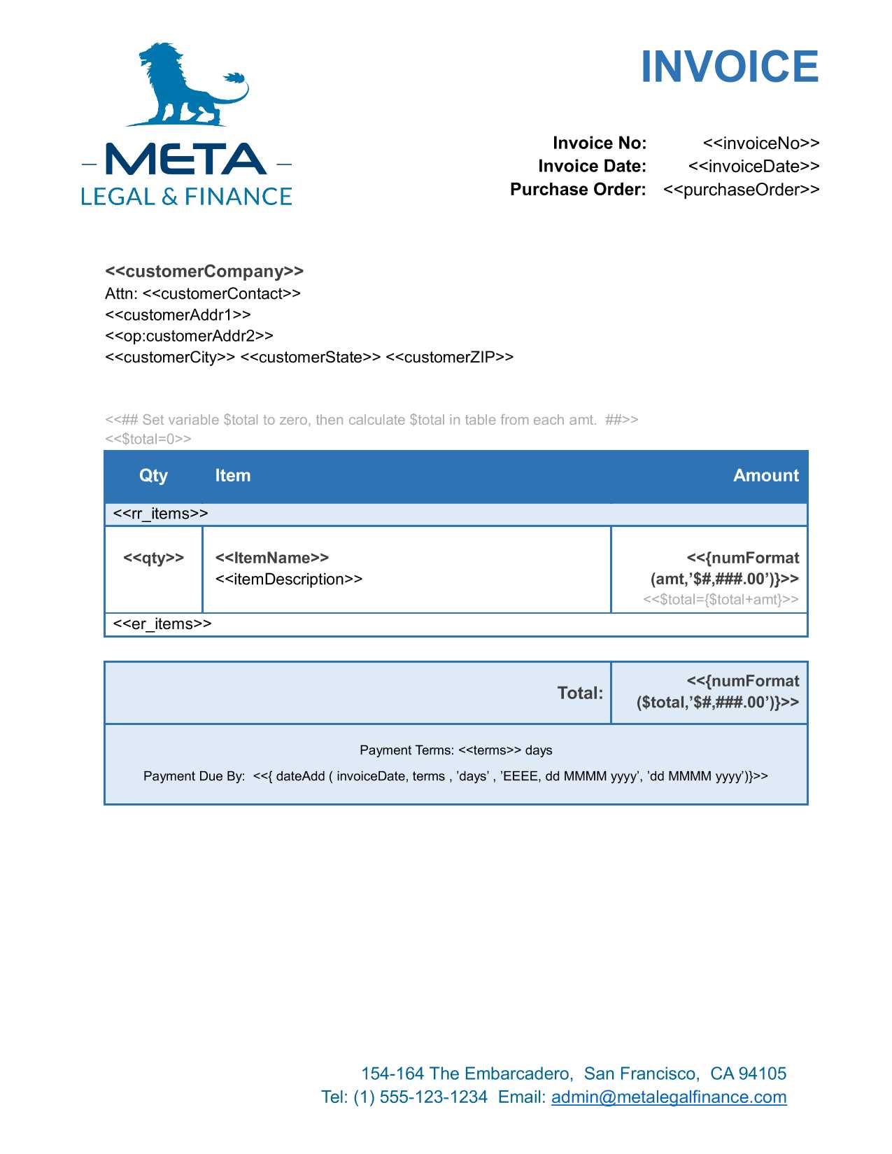 libre office invoice template