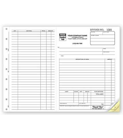 blank work invoice template