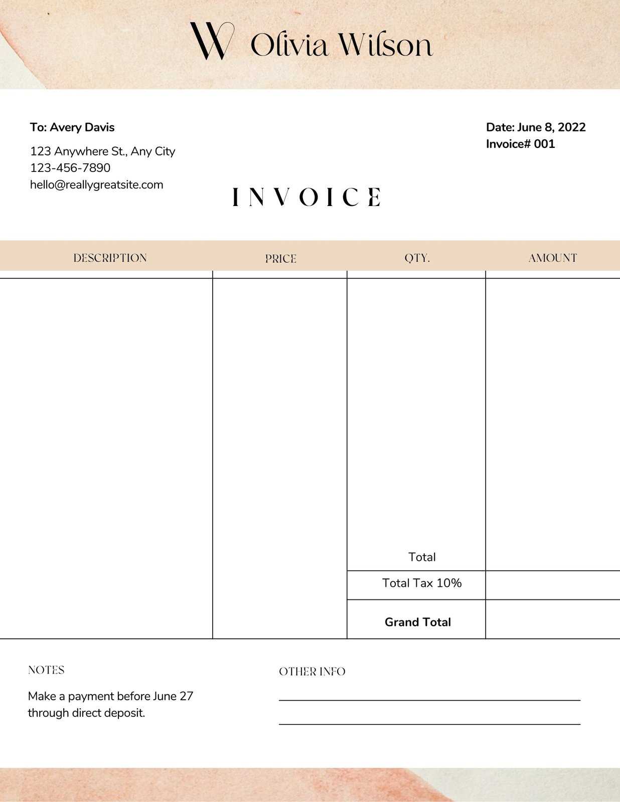 free invoice document template