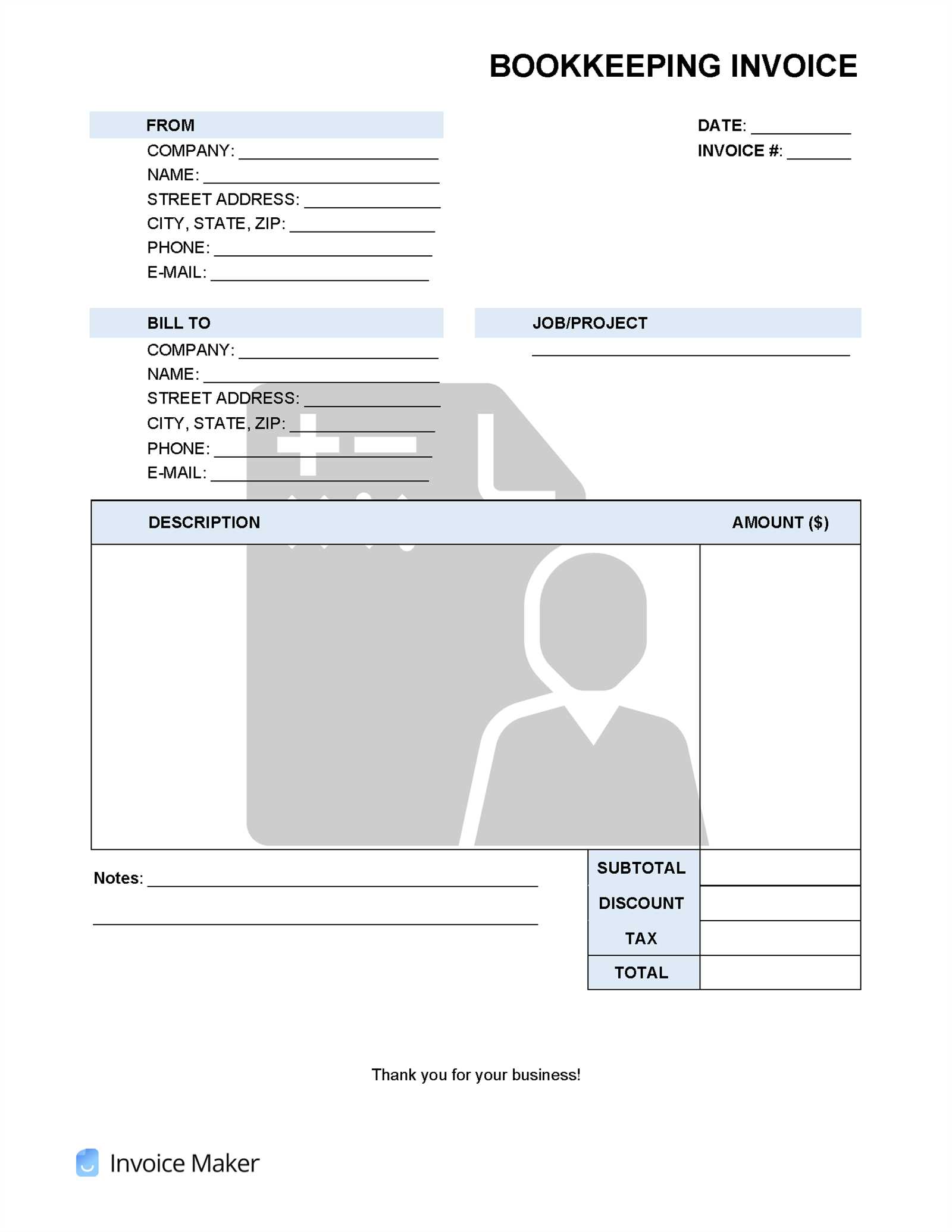 professional service invoice template