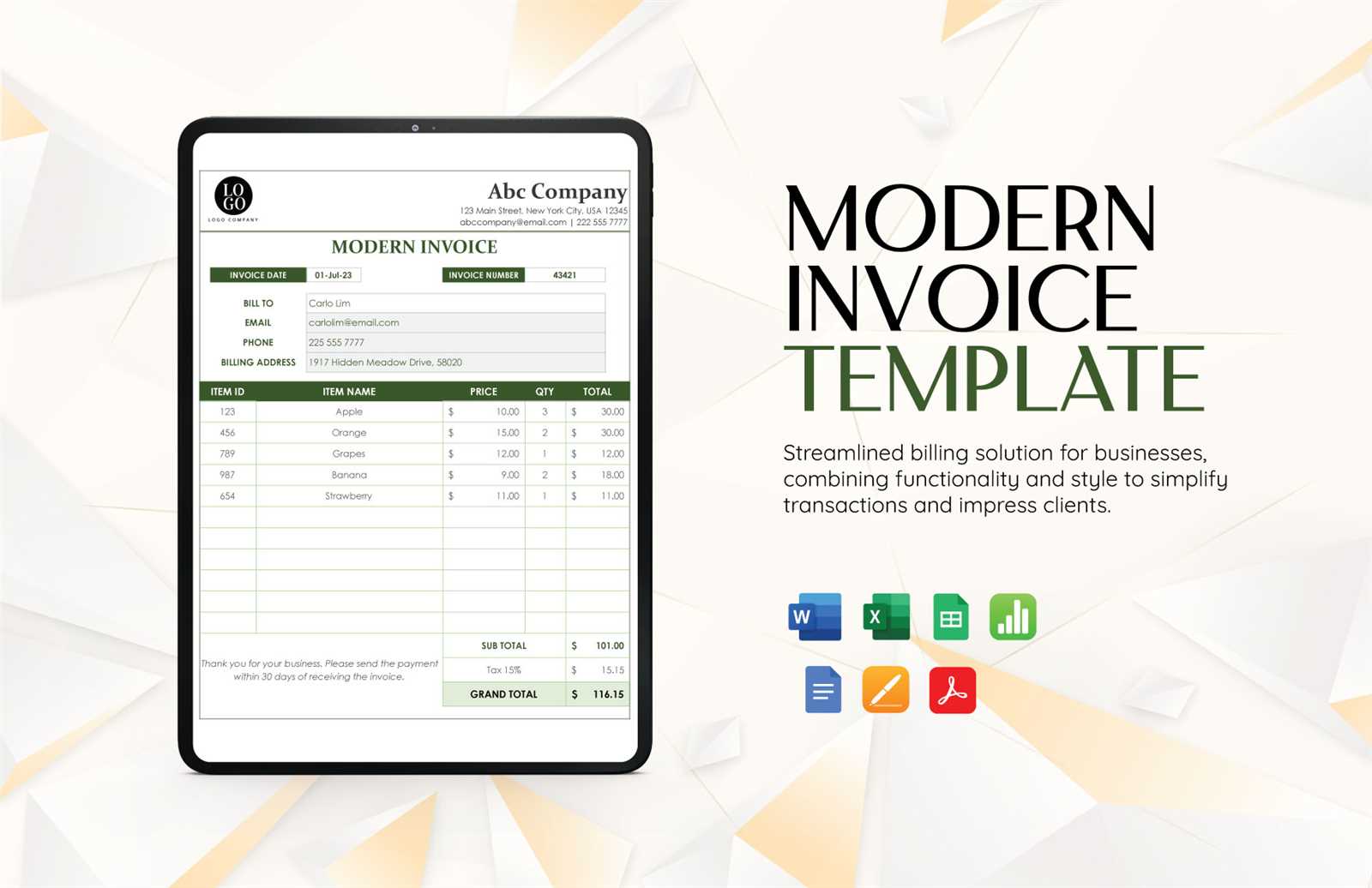 invoice template apple pages