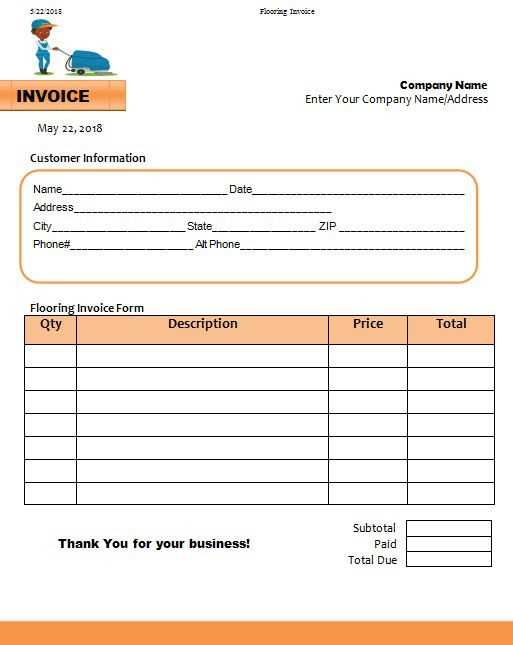 free roof invoice template