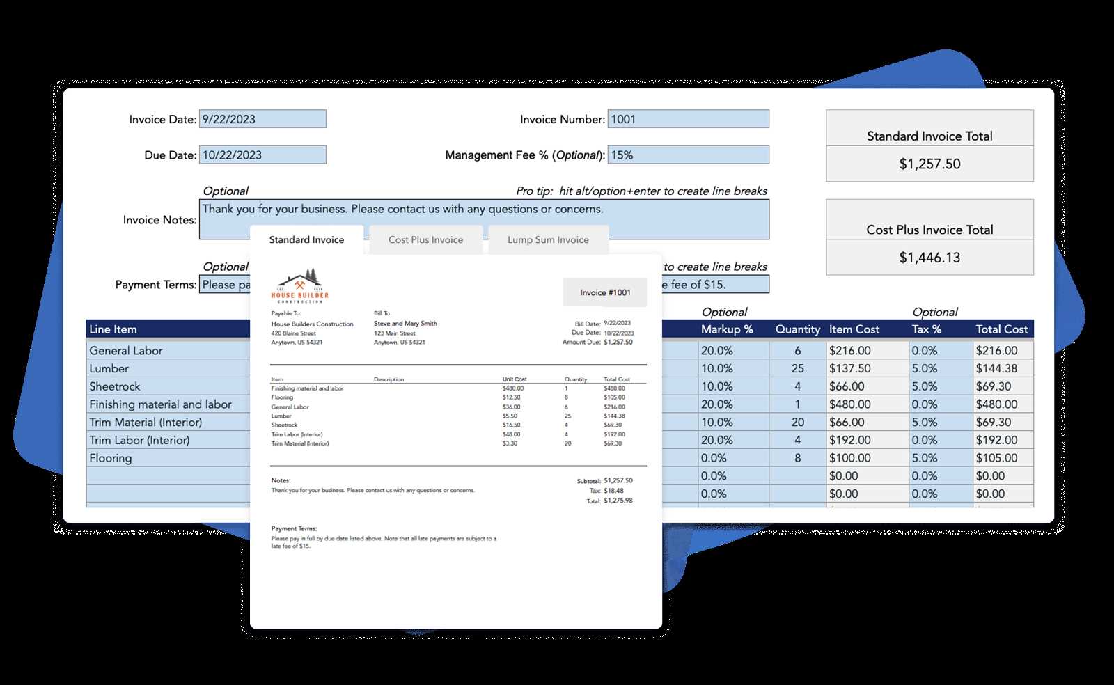 free labor invoice template