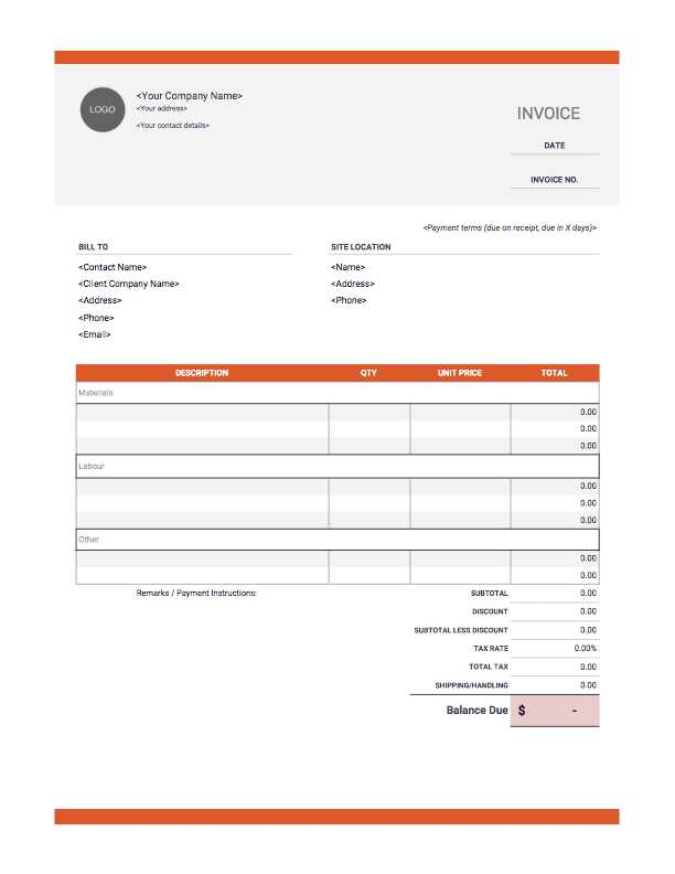 free labor invoice template