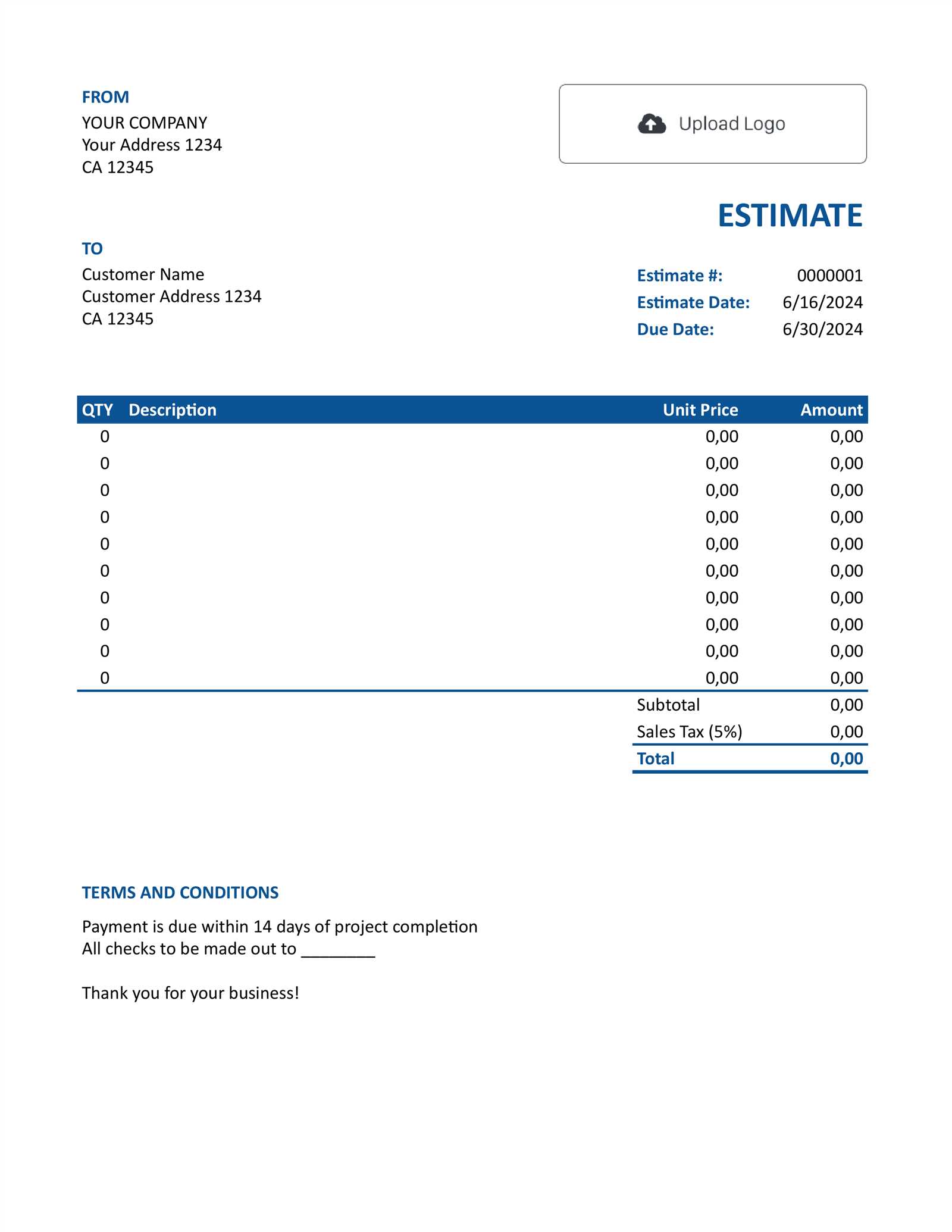 estimate invoice template free