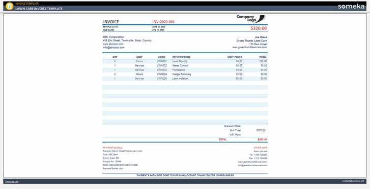 free lawn maintenance invoice template