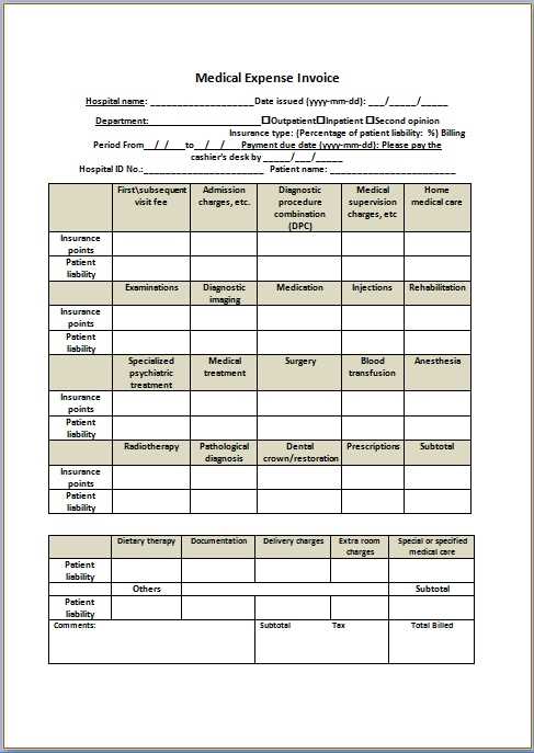 free medical invoice template