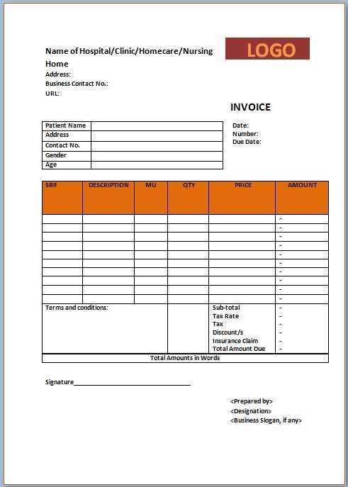 free medical invoice template word