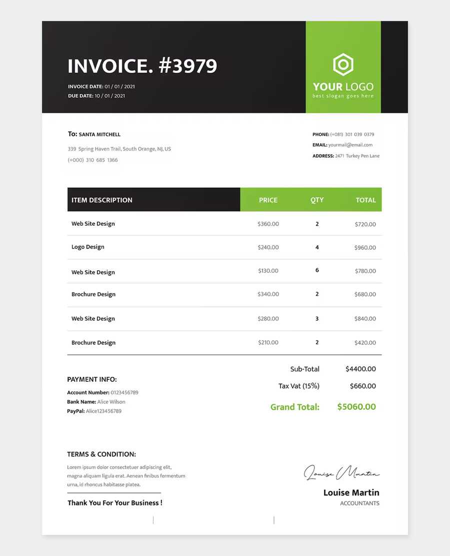 excel modern invoice template