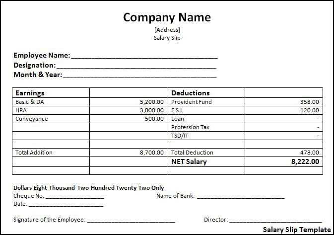 salary invoice template word