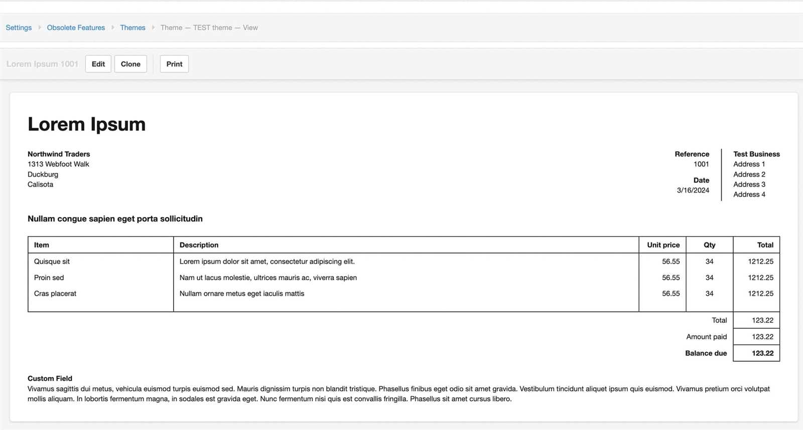 sage invoice templates