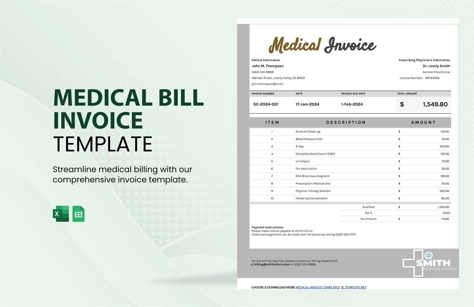 invoice template medical