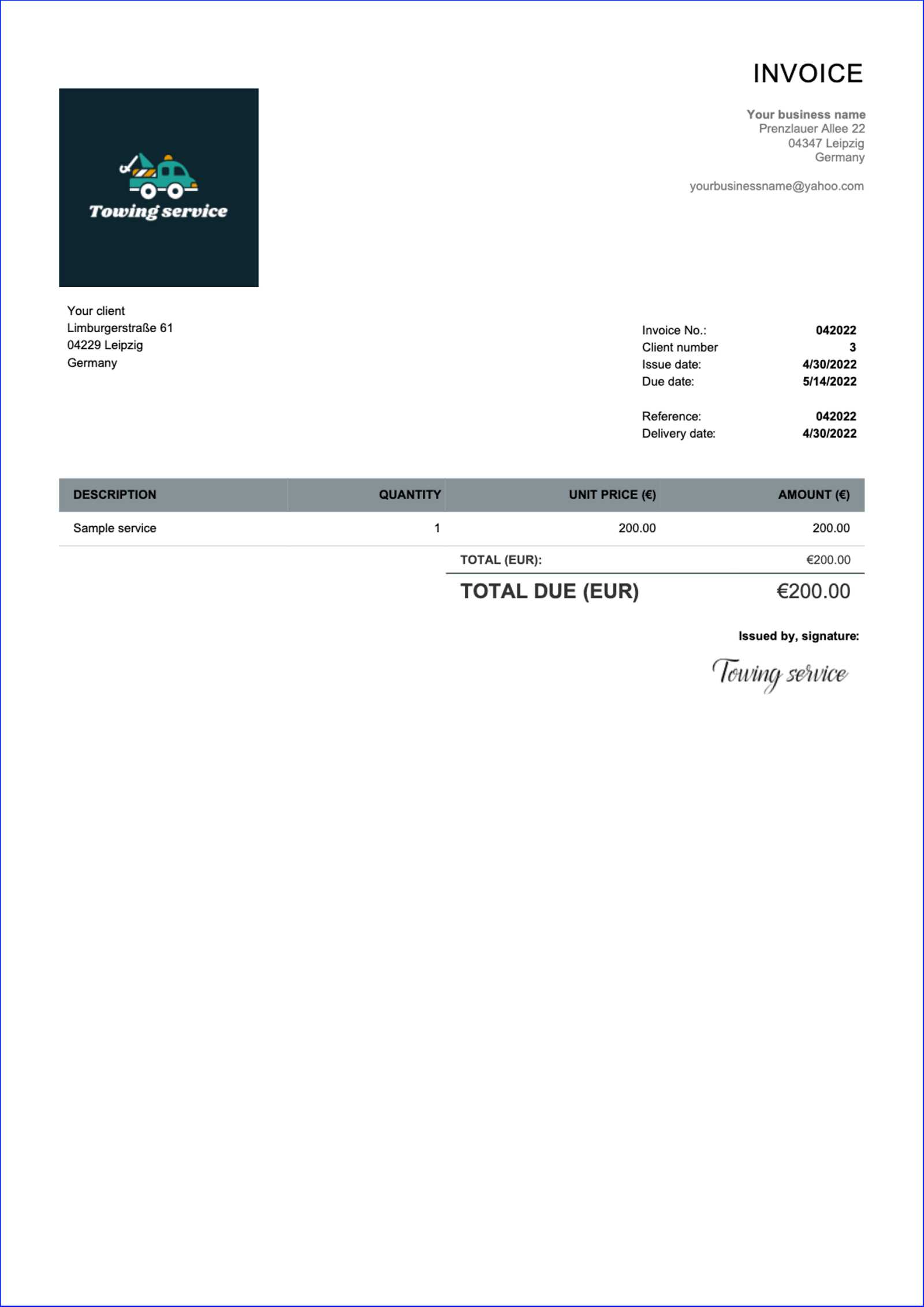 free online invoice template uk