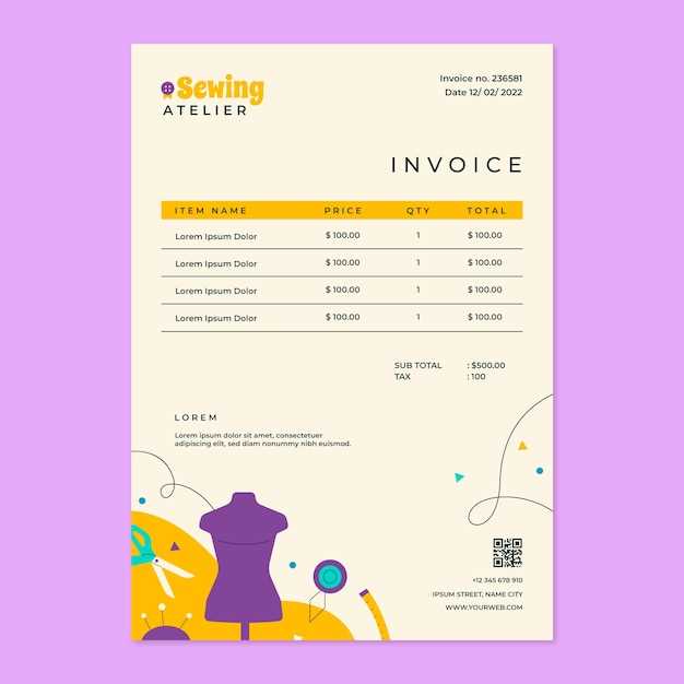 seamstress invoice template