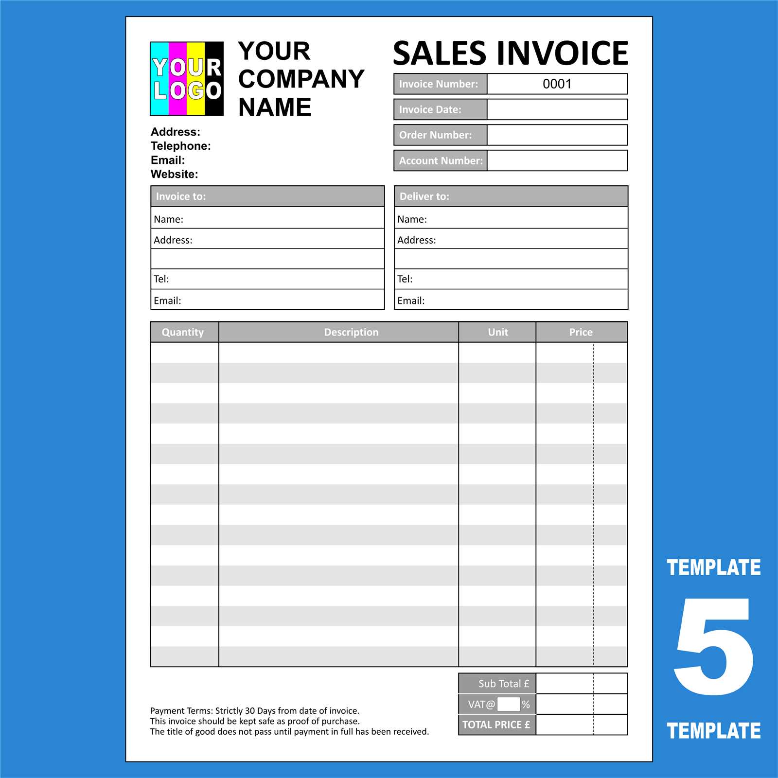 free printable blank invoice template