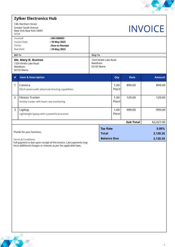 free usable invoice template