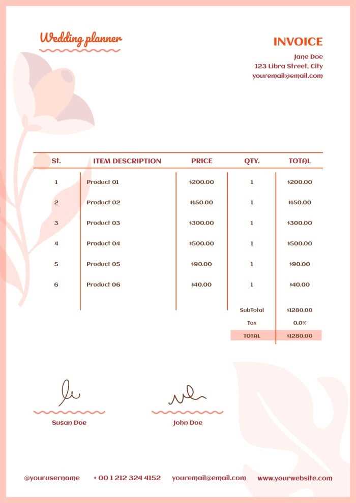 florist invoice template free