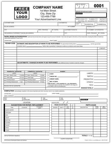 air conditioning repair invoice template