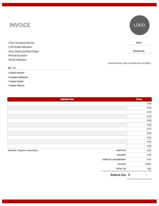 free rent invoice template word