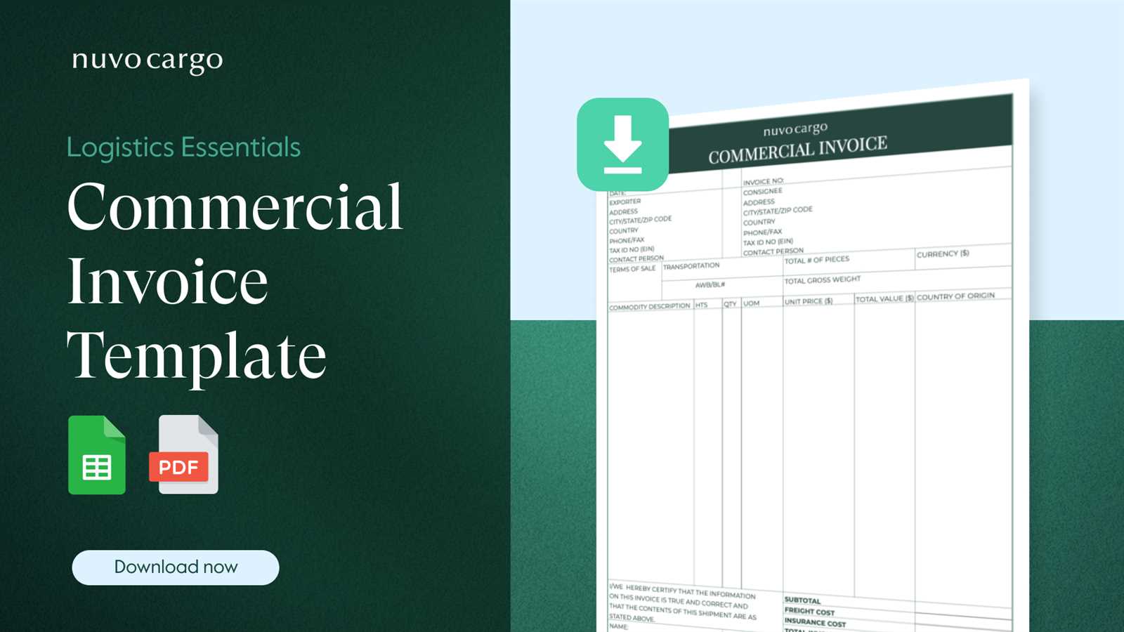 commercial invoice template excel