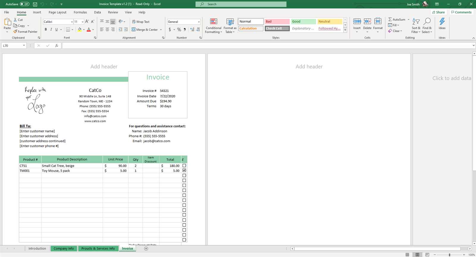 software invoice template excel