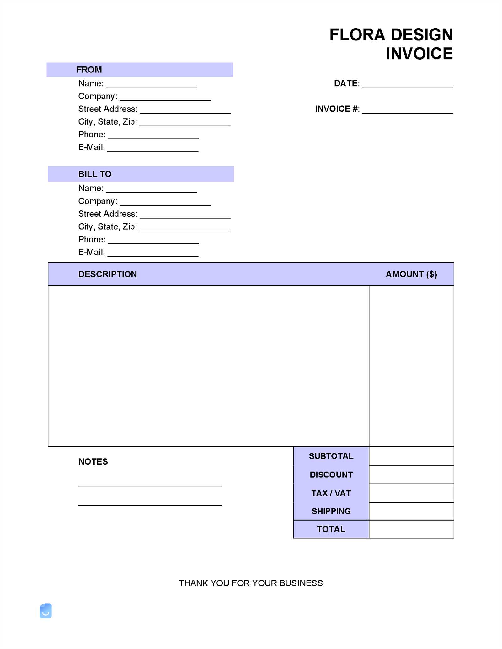 free usable invoice template