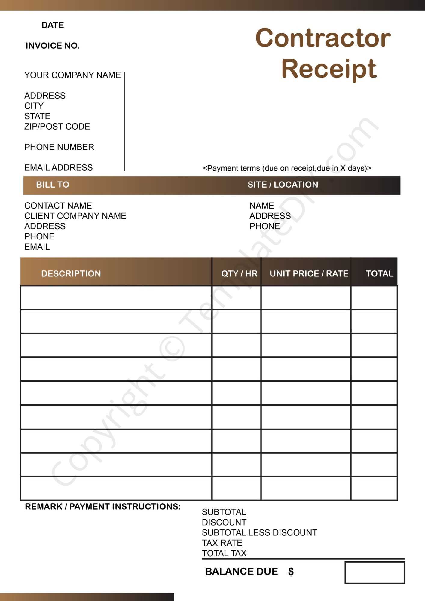 free contractor invoice template pdf