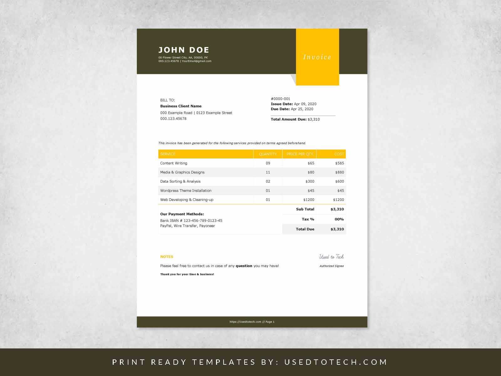 free word invoice templates